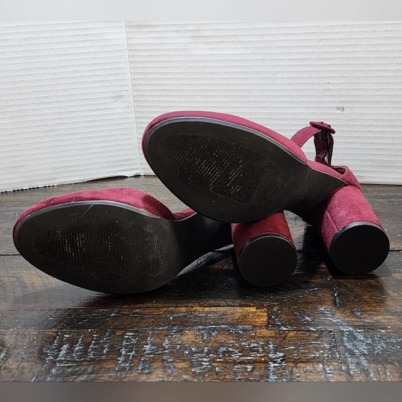 Lauren Conrad burgundy round heel ankle strap‎ size 7 - Picture 7 of 8